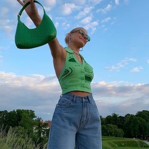 Green halter top